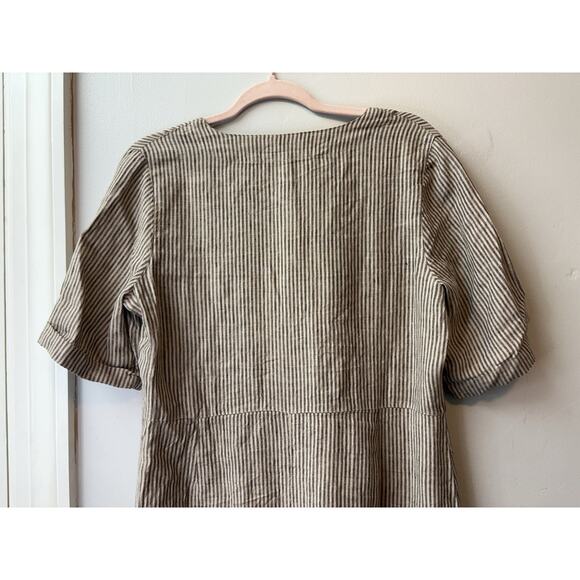 Gudrun Sjoden Brown Striped Pocket Dress Linen Organic Cotton Size S EUC - Picture 8 of 16